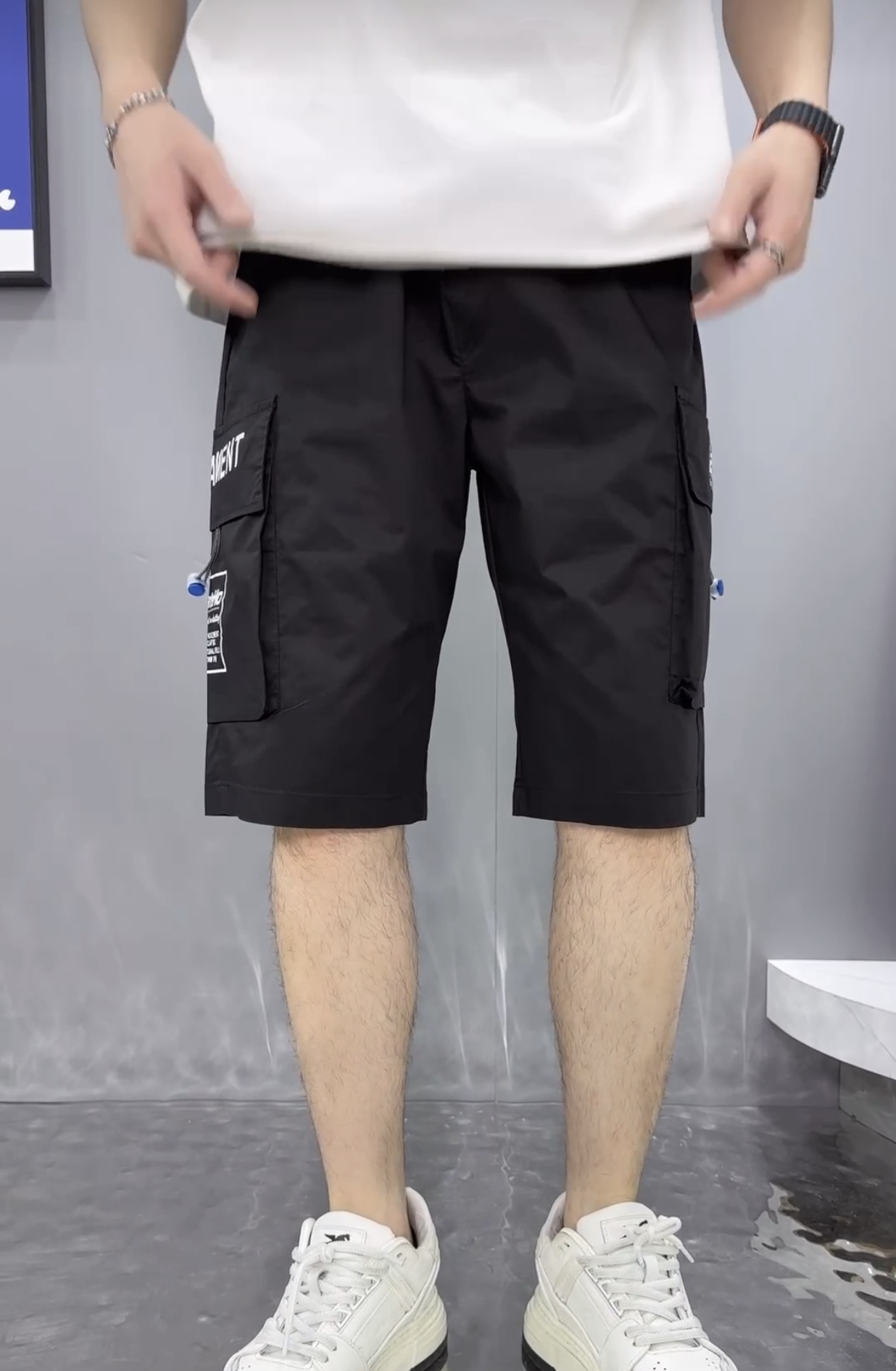 38909黑休闲短裤