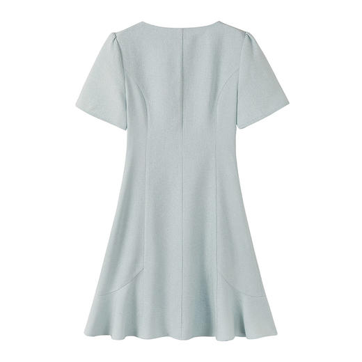 奢姿大码女装2025夏季气质方领小香风连衣裙胖妹妹纽扣时尚裙子9952869745 商品图1