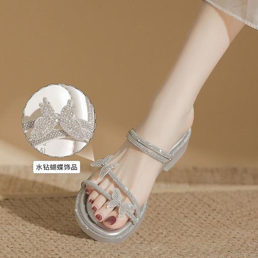 ZHR则则蝴蝶水钻平底凉鞋女鞋2025新款时髦舒适透气耐穿百搭拖鞋 商品图2