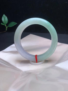 612735，56.5浅绿底手镯，大半圈带绿底，清爽干净