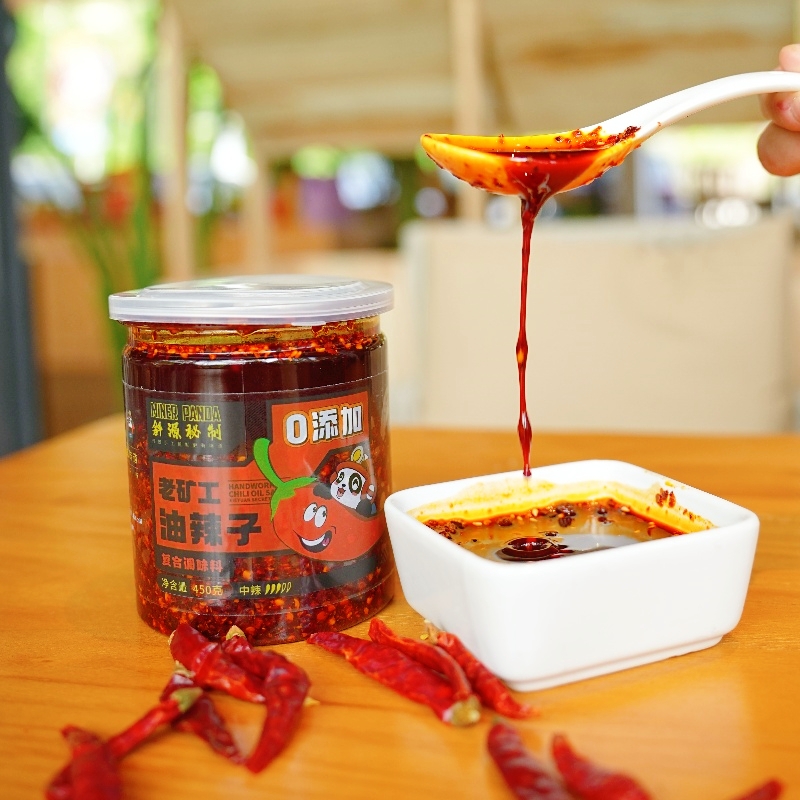 斜源特产老矿工油辣子450g中辣辣椒酱调味酱拌面