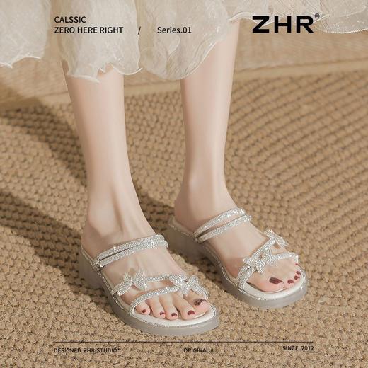 ZHR则则蝴蝶水钻平底凉鞋女鞋2025新款时髦舒适透气耐穿百搭拖鞋 商品图4