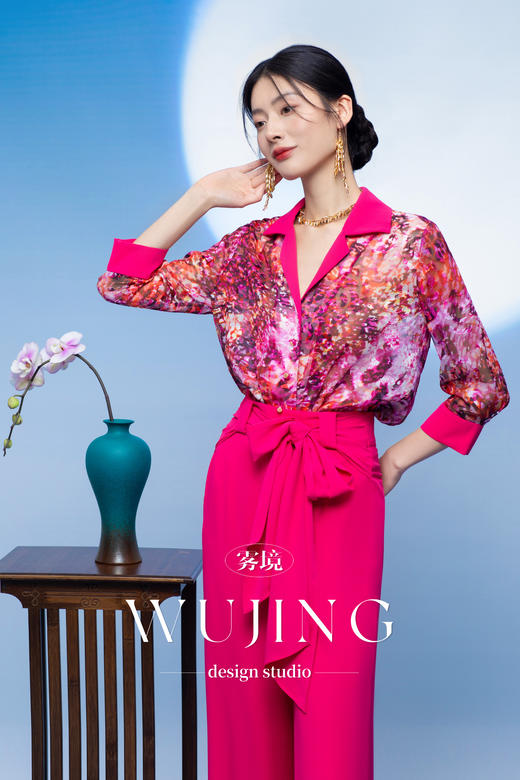 3205216 瑰意玫粉 进口纹理蜂窝缎裤子 雾境 商品图4