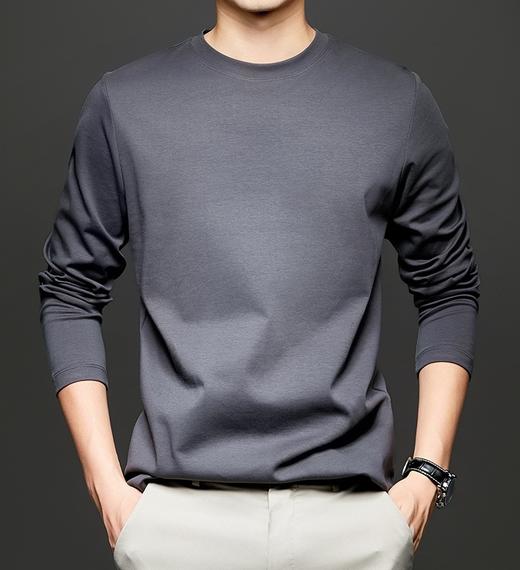 男士高级A类双面液氨丝光棉抗菌长袖春透气体恤男 商品图0