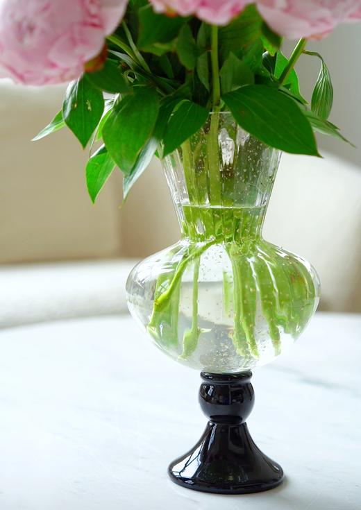 中古风鎏金粉高脚法式透明风灯花瓶鲜花餐桌台面居家装饰玻璃瓶 商品图13