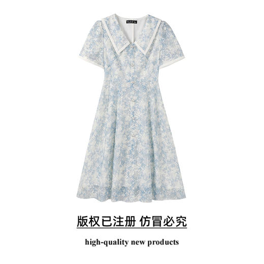 奢姿大码女装2025夏季POLO领气质连衣裙胖妹妹印花设计时尚裙子9952890466 商品图0