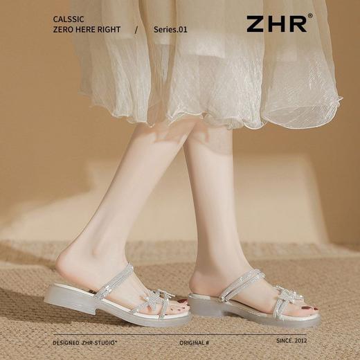 ZHR则则蝴蝶水钻平底凉鞋女鞋2025新款时髦舒适透气耐穿百搭拖鞋 商品图3