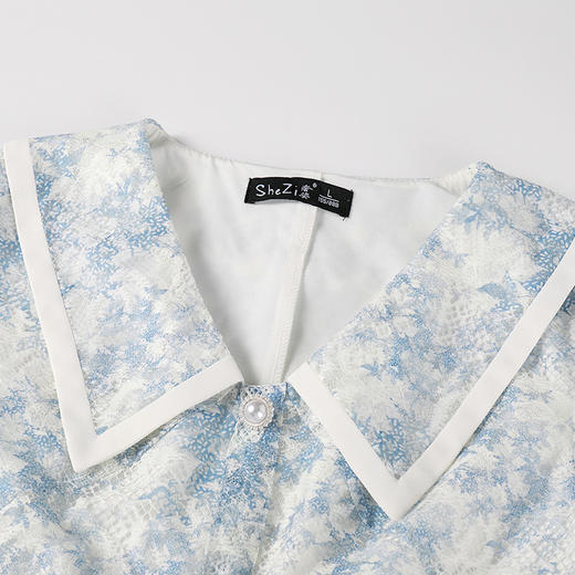 奢姿大码女装2025夏季POLO领气质连衣裙胖妹妹印花设计时尚裙子9952890466 商品图2