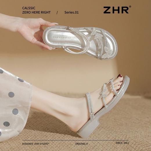 ZHR则则蝴蝶水钻平底凉鞋女鞋2025新款时髦舒适透气耐穿百搭拖鞋 商品图9