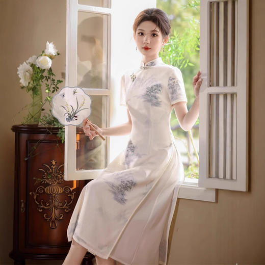 奥黛双层新中式高级感优雅旗袍SJT763 商品图0