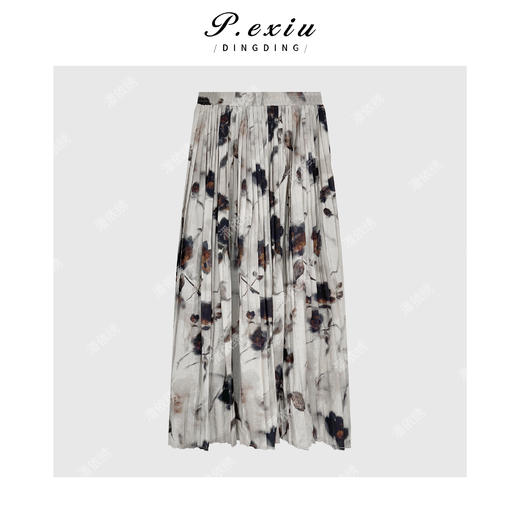 03-4潘依绣丁丁宠粉【云烟成雨】人丝法式优雅气质半身碎花裙 W-63021 商品图0