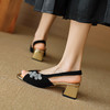 YLY&AA1277绝美新中式复古盘扣鱼嘴一字带凉鞋2025年夏季配旗袍粗跟露趾女鞋 商品缩略图3