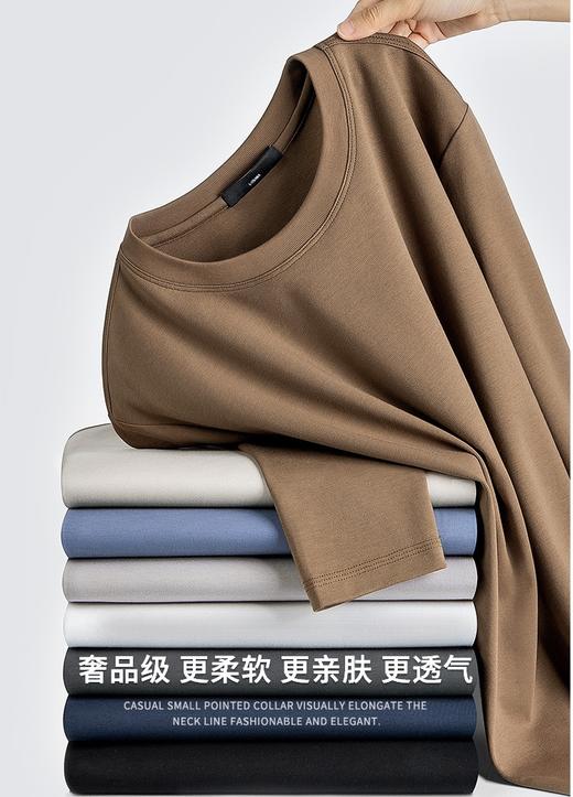 男士高级A类双面液氨丝光棉抗菌长袖春透气体恤男 商品图4