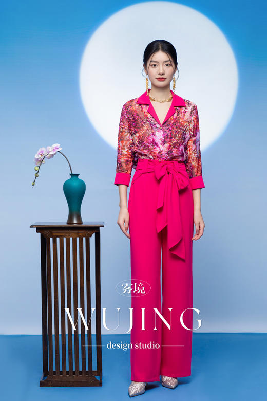 3205216 瑰意玫粉 进口纹理蜂窝缎裤子 雾境 商品图1