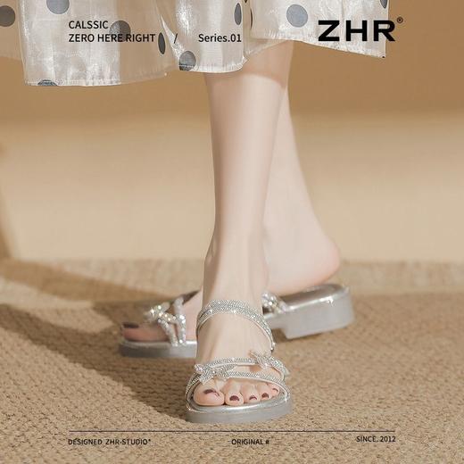 ZHR则则蝴蝶水钻平底凉鞋女鞋2025新款时髦舒适透气耐穿百搭拖鞋 商品图7