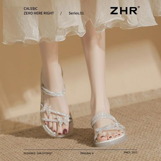 ZHR则则蝴蝶水钻平底凉鞋女鞋2025新款时髦舒适透气耐穿百搭拖鞋 商品图5
