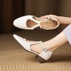 【预售5天】法式复古包头凉鞋女新款夏真皮尖头交叉带中空单鞋低跟小皮鞋LD&7364 商品缩略图1