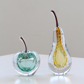 北欧艺术琉璃苹果轻奢装饰客厅创意梨个性酒柜玄关桌面大气摆件