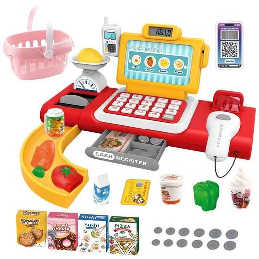 儿童仿真收银台女孩玩具过家家电话宝宝超市收银机套装投币售货机 商品图0