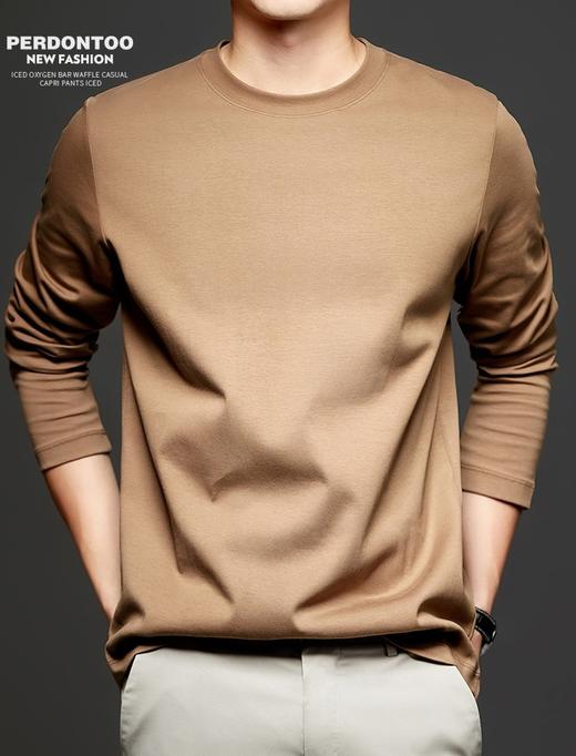 男士高级A类双面液氨丝光棉抗菌长袖春透气体恤男 商品图1