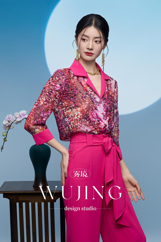 3205216 瑰意玫粉 进口纹理蜂窝缎裤子 雾境 商品图6