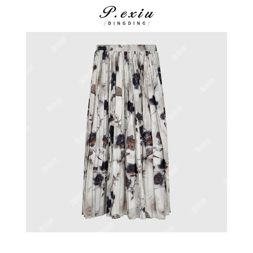 03-4潘依绣丁丁宠粉【云烟成雨】人丝法式优雅气质半身碎花裙 W-63021 商品图1