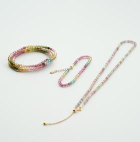 米马饰品 巴西料透体碧玺色浓3.8mm多圈手串/3.5mm手链/3mm颈链