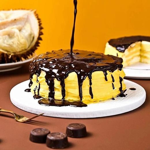 【顺丰京东】周末团400g/盒到手39.9高端巧克力脆皮榴莲千层猫王山榴莲含量40%榴莲黑巧黄油生产日期2025.2月啊保质期到5月10日，顺丰京东基地直邮 商品图0