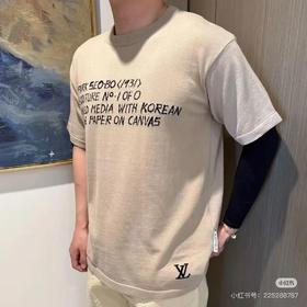 马户牌春夏新款提花针织字母短袖T恤