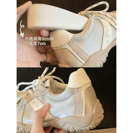 真皮7cm内增高！2025拼色圆头厚底德训鞋女新款休闲运动鞋阿甘鞋！ 商品图4