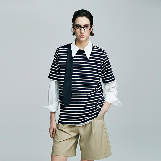 棉仓363601048-初棉条纹T 商品图0