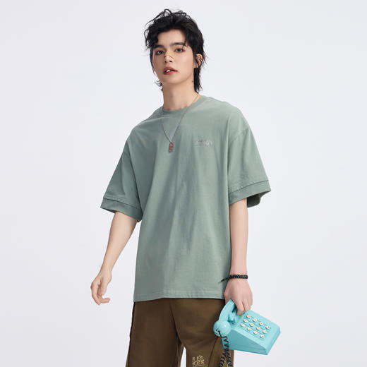 ONIARAI/鬼洗 恩嫩塔尔西罗纹袖口宽松T恤 A840015 商品图1