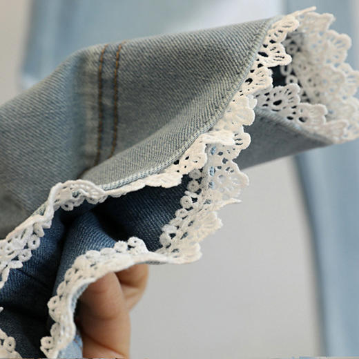 显瘦显腿直！2025四面弹骨感有型花边刺绣高腰九分直筒牛仔裤女款！ 商品图3