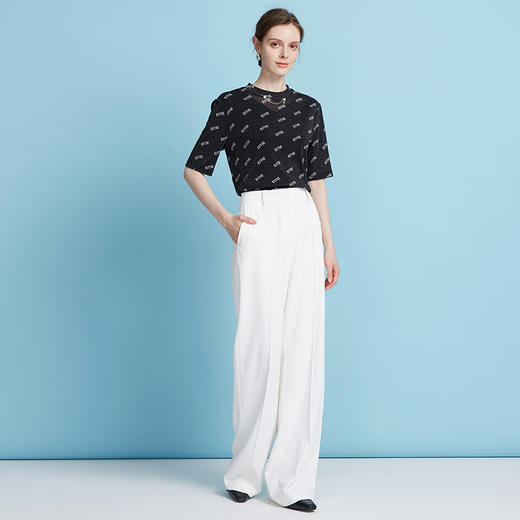 EITIE爱特爱精致细闪短袖套头衫时尚显瘦圆领上衣2025夏季新款B2513626 商品图3