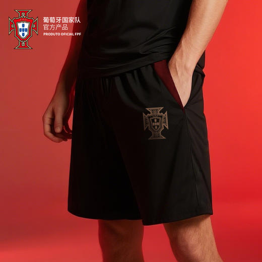 【官方正版】葡萄牙国家队 | 黑色运动短裤夏日休闲透气口袋红绿拼色 商品图2