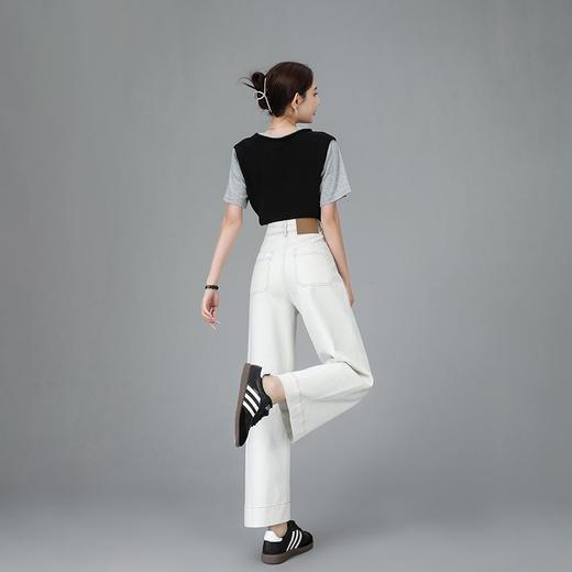 轻奢定制四面弹光学白九分直筒阔腿裤 商品图3