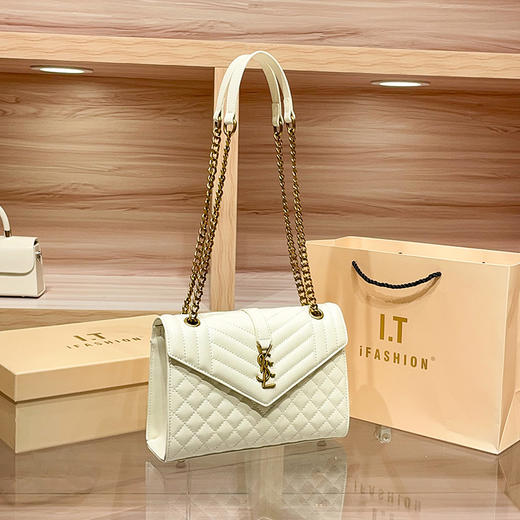 丁摩 牛皮链条菱格腋下单肩包新款欧美大牌时尚行包包百搭斜挎小包5ZF-4212 商品图1