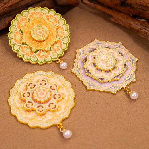 【敦煌藻井旋转冰箱贴】三兔莲花纹国潮金属文创纪念创意工艺品礼品 商品图0