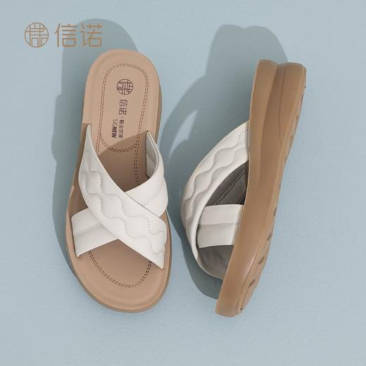 信诺丝绸牛皮厚底舒适真皮拖鞋女2025夏季新款软底轻便外穿凉拖鞋5L950-26 商品图6