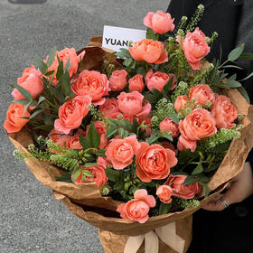 杏色果汁多头玫瑰，自带柔光滤镜，瓶插瞬间提升空间质感3个Level！10支/束