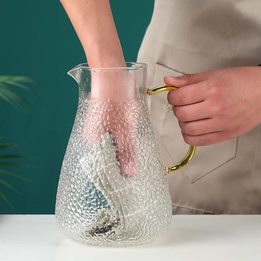家用锤纹玻璃冷水壶套装凉水壶 水杯套装 玻璃水壶耐热高温果汁壶 商品图2