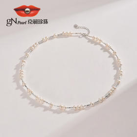 京润珍珠 寒星项链 S925银5-6mm近圆形淡水珍珠项链XL