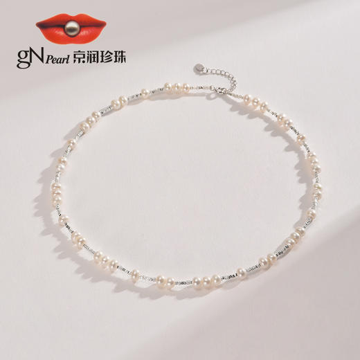 京润珍珠 寒星项链 S925银5-6mm近圆形淡水珍珠项链XL 商品图0
