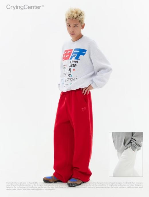 CryingCenter 红白加绒直筒宽松卫裤 哭喊中心 商品图2