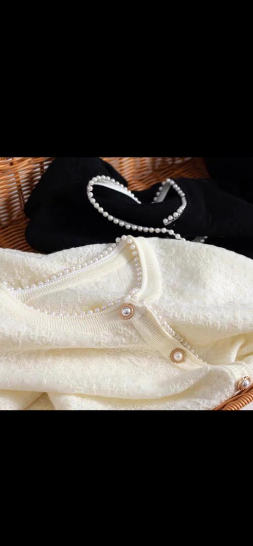 小香风钉珍珠羊冰丝提花针织开衫 商品图13