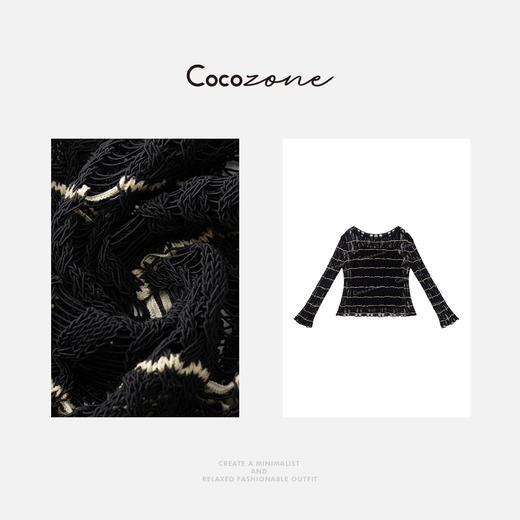 COCO ZONE 刘一一 【朦胧感】浪漫意境镂空菱格毛针织衫CD1A0760 商品图2