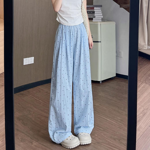 慵懒波点山本裤 夏季高腰轻薄凉爽垂感窄版直筒休闲阔腿裤 商品图3