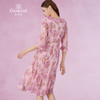 乔万尼夏季新品100%桑蚕丝印花乔其收腰真丝连衣裙EM2E840 商品缩略图4