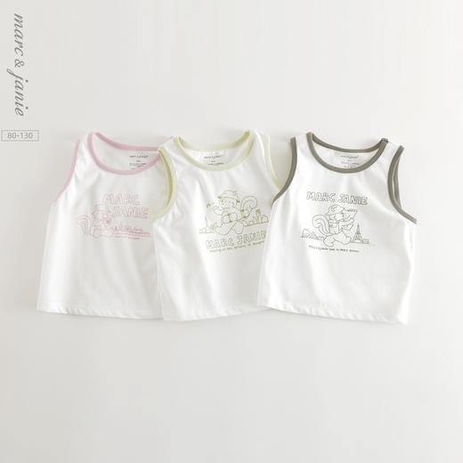 【凉感】马克珍妮男女童露营松鼠小背心 宝宝上衣夏装新款550578 商品图0