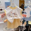 【格子T恤短裤套装，清凉百搭必备！】夏季新款百搭涂鸦 背心格子t恤短裤两件套 男女童套装 莱卡棉面料 舒适透气-QQ 商品缩略图5